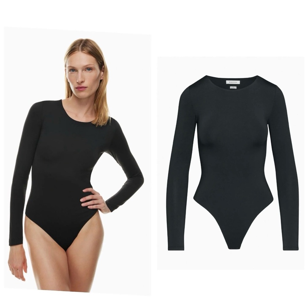Aritzia Babaton Contour Black Crew Long Sleeve Bodysuit NWT Size XL